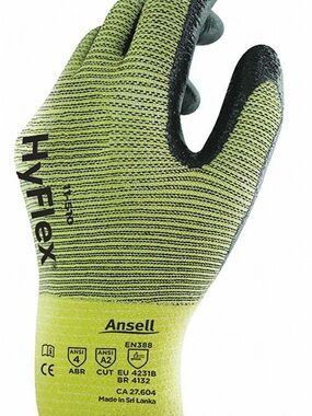 NEW Ansell HyFlex Safety Work Glove in High-Vis Yellow and Black - 12 Pairs